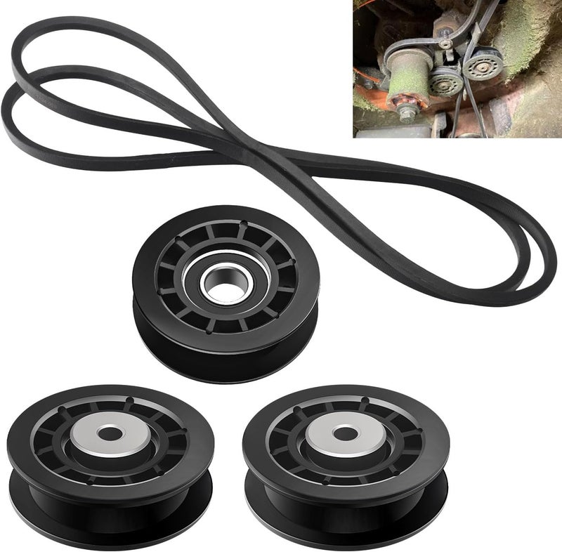 Haiouus (2) 587973001 (1) 587969201 Pulleys - 580364609 Belt & Pulleys Kit Compatible With Husqvarna A-WD Belt Repair kit, for Husqvarna L 321AHX, L 321AH, Pulleys replaces 580364603 (Pulleys Belt Kit) - Image 1